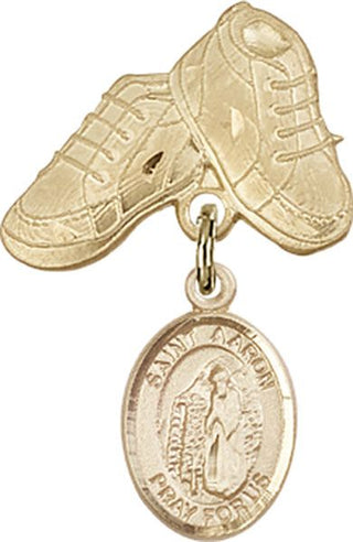 14kt Gold Filled Baby Boots St. Aaron Baby Badge - Engravable