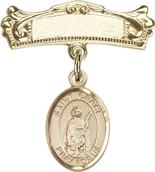 14kt Gold Filled Badge Pin St. Grace Baby Badge - Engravable