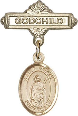 14kt Gold Filled Godchild St. Grace Baby Badge - Engravable