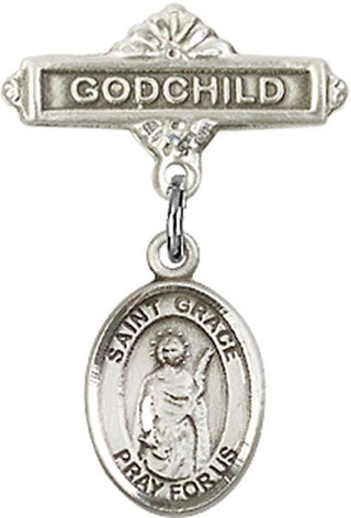Sterling Silver Godchild St. Grace Baby Badge - Engravable
