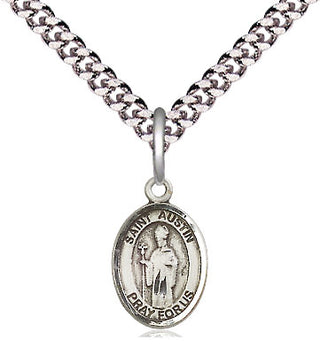 Pewter Saint Austin Medal Religious and Catholic Jewelry Engraved Catholic Saint Jewelry