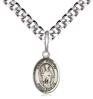 Pewter Saint Austin Medal Religious and Catholic Jewelry Engraved Catholic Saint Jewelry