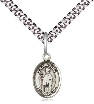 Pewter Saint Austin Medal Religious and Catholic Jewelry Engraved Catholic Saint Jewelry