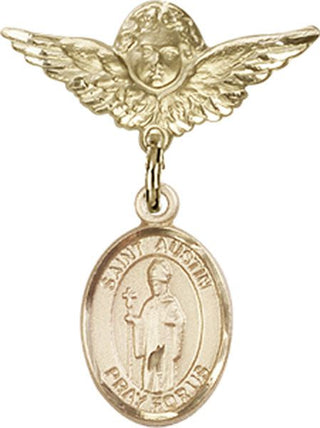 14kt Gold Filled Small Angel w/Wings St. Austin Baby Badge - Engravable