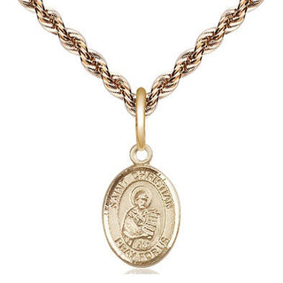 14kt Gold Saint Christian Demosthenes Medal Engraved Catholic Saint Jewelry
