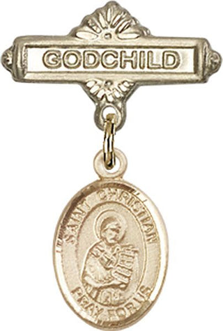 14kt Gold Filled Godchild St. Christian Demosthenes Baby Badge - Engravable