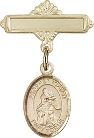 14kt Gold Filled Polished Badge Pin St. Isaiah Baby Badge - Engravable