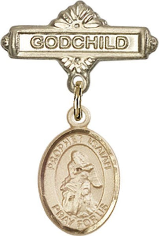 14kt Gold Godchild St. Isaiah Baby Badge - Engravable
