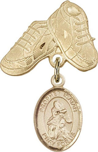14kt Gold Baby Boots St. Isaiah Baby Badge - Engravable