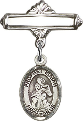 Sterling Silver Polished Badge Pin St. Isaiah Baby Badge - Engravable