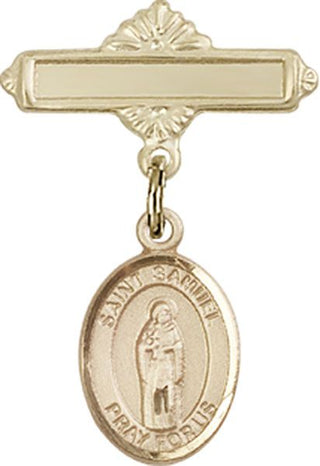 14kt Gold Filled Polished Badge Pin St. Samuel Baby Badge - Engravable