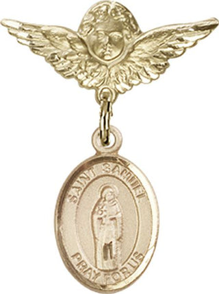 14kt Gold Filled Small Angel w/Wings St. Samuel Baby Badge - Engravable