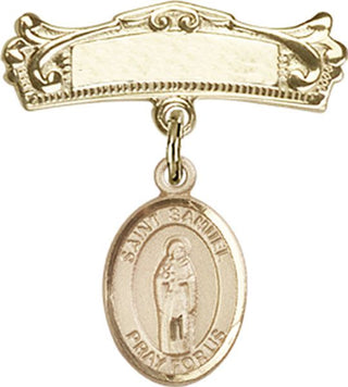 14kt Gold Badge Pin St. Samuel Baby Badge - Engravable