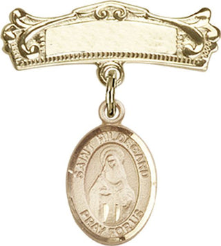 14kt Gold Filled Badge Pin St. Hildegard von Bingen Baby Badge - Engravable