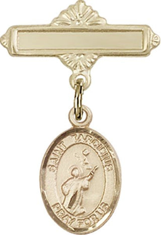 14kt Gold Filled Polished Badge Pin St. Tarcisius Baby Badge - Engravable
