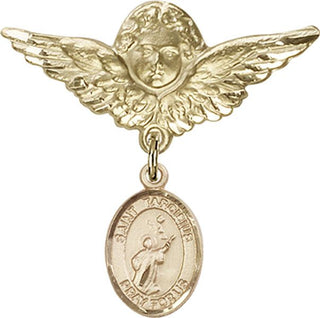 14kt Gold Filled Large Angel w/Wings St. Tarcisius Baby Badge - Engravable