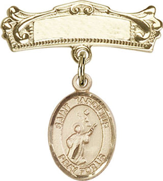14kt Gold Badge Pin St. Tarcisius Baby Badge - Engravable
