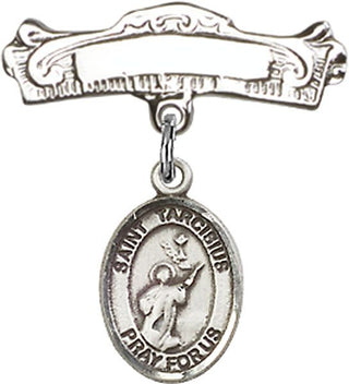 Sterling Silver Badge Pin St. Tarcisius Baby Badge - Engravable