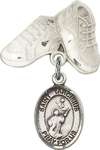 Sterling Silver Baby Boots St. Tarcisius Baby Badge - Engravable