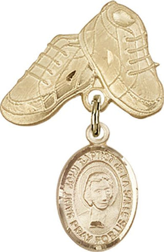 14kt Gold Filled Baby Boots St. John Baptist de la Salle Baby Badge - Engravable