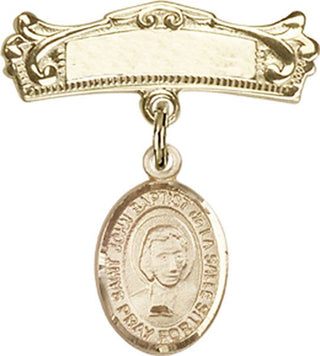 14kt Gold Badge Pin St. John Baptist de la Salle Baby Badge - Engravable