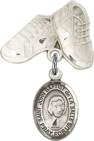 Sterling Silver Baby Boots St. John Baptist de la Salle Baby Badge - Engravable