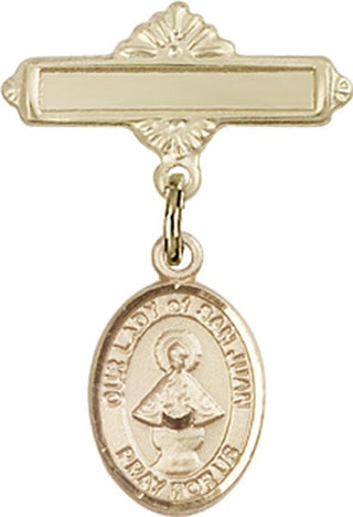 14kt Gold Polished Badge Pin O/L of San Juan Baby Badge - Engravable