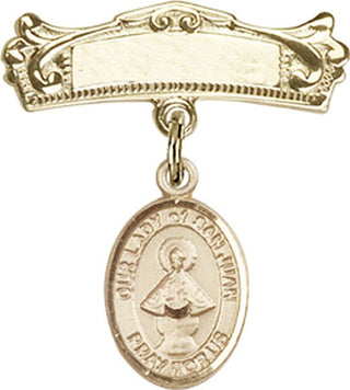 14kt Gold Badge Pin O/L of San Juan Baby Badge - Engravable
