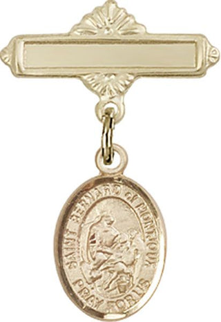 14kt Gold Filled Polished Badge Pin St. Bernard of Montjoux Baby Badge - Engravable