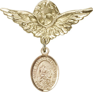 14kt Gold Filled Large Angel w/Wings St. Bernard of Montjoux Baby Badge - Engravable