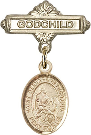 14kt Gold Filled Godchild St. Bernard of Montjoux Baby Badge - Engravable