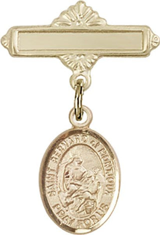 14kt Gold Polished Badge Pin St. Bernard of Montjoux Baby Badge - Engravable