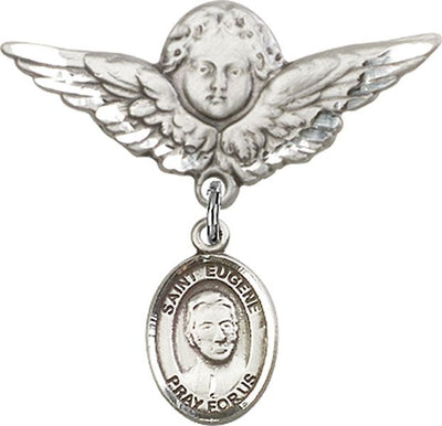 Sterling Silver Large Angel w/Wings St. Eugene de Mazenod Baby Badge - Engravable