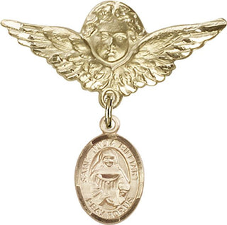 14kt Gold Filled Large Angel w/Wings St. Julia Billiart Baby Badge - Engravable