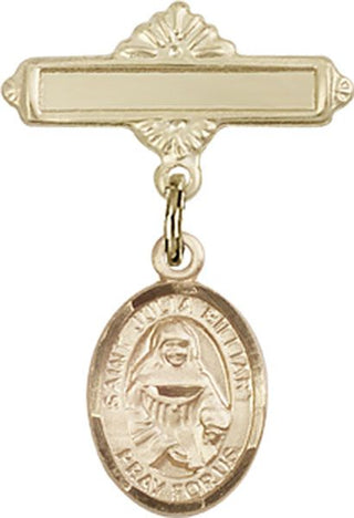 14kt Gold Polished Badge Pin St. Julia Billiart Baby Badge - Engravable