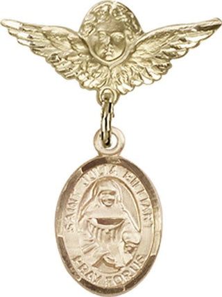 14kt Gold Small Angel w/Wings St. Julia Billiart Baby Badge - Engravable