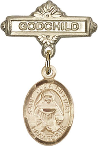 14kt Gold Godchild St. Julia Billiart Baby Badge - Engravable