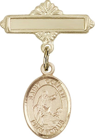 14kt Gold Filled Polished Badge Pin St. Colette Baby Badge - Engravable