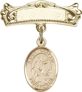 14kt Gold Filled Badge Pin St. Colette Baby Badge - Engravable