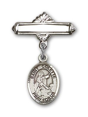 Sterling Silver Polished Badge Pin St. Colette Baby Badge - Engravable