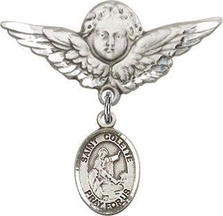 Sterling Silver Large Angel w/Wings St. Colette Baby Badge - Engravable