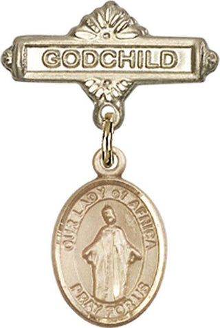14kt Gold Filled Godchild O/L of Africa Baby Badge - Engravable