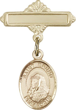 14kt Gold Filled Polished Badge Pin St. Bruno Baby Badge - Engravable