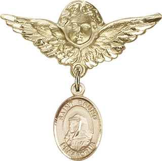14kt Gold Filled Large Angel w/Wings St. Bruno Baby Badge - Engravable