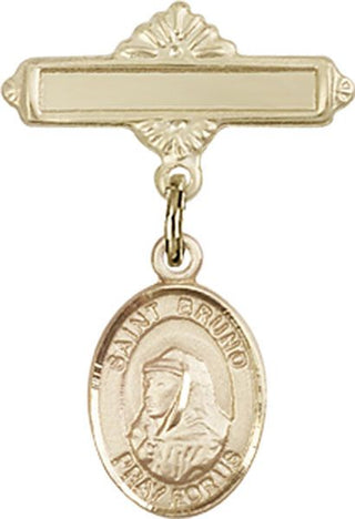 14kt Gold Polished Badge Pin St. Bruno Baby Badge - Engravable