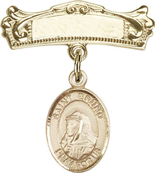 14kt Gold Badge Pin St. Bruno Baby Badge - Engravable