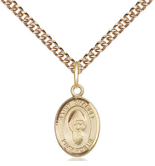 14kt Gold Saint Sharbel Medal Engraved Catholic Saint Jewelry