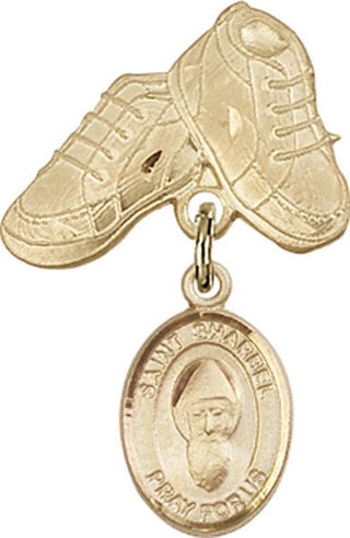 14kt Gold Filled Baby Boots St. Sharbel Baby Badge - Engravable