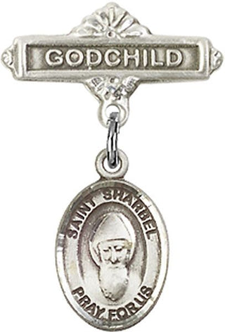 Sterling Silver Godchild St. Sharbel Baby Badge - Engravable
