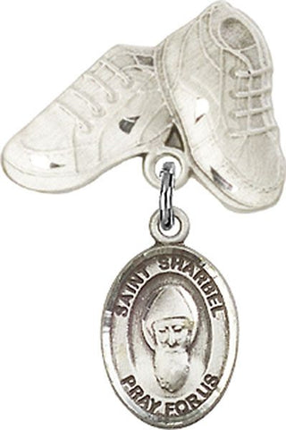 Sterling Silver Baby Boots St. Sharbel Baby Badge - Engravable